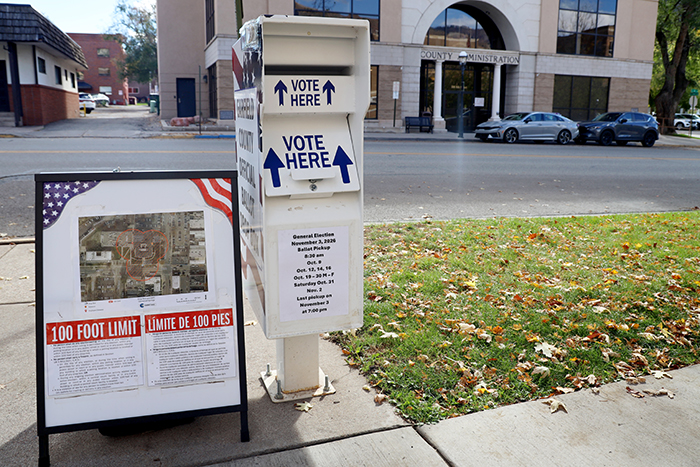 The ballot dop box is open outside of the Garfield County Courthouse in Glenwood Springs.