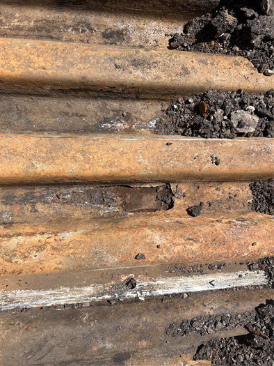 Metal eroded area in bridge deck