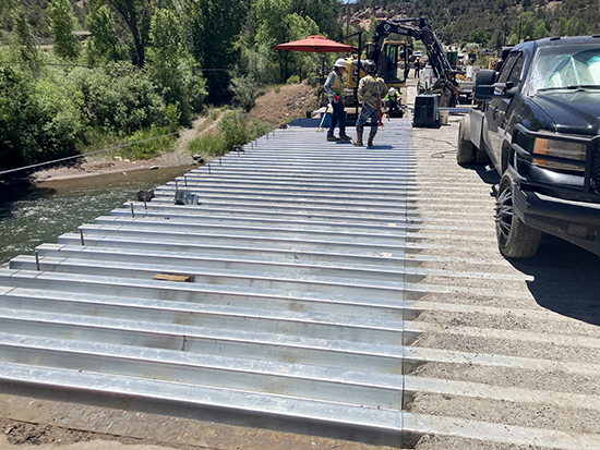 Construction crews have replaced roughly one-third of the steel decking on the south side of the County Road 108 bridge (Thompson Creek Road) near Carbondale. 
