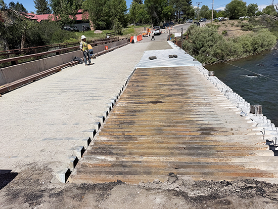 Crews have replaced half of the south side decking on the County Road 108 (Thompson Creek Road) bridge near Carbondale.