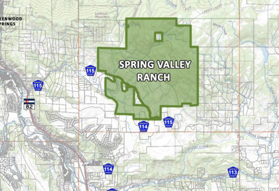 Map of the Spring Valley Ranch property near Glenwood Springs, Colorado.