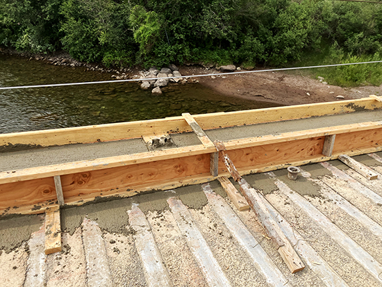 South-side curb concrete has been poured for the County Road 108 bridge near Carbondale, CO. 