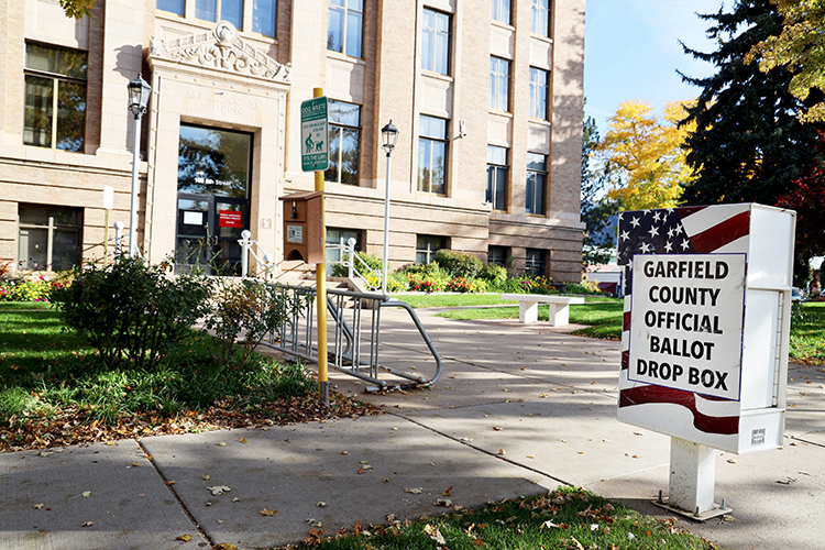 The official ballot box outside of the Garfield County Courthouse in Glenwood Springs. 
